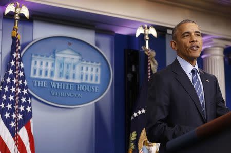 U.S. President Barack Obama speaks to journalists as he participates in his last news conference of the year at the White House in Washington, U.S., December 16, 2016. REUTERS/Jonathan Ernst