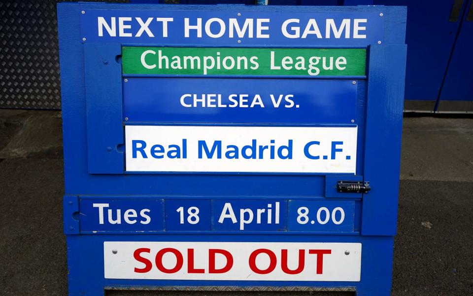 Chelsea sold out sign at Stamford Bridge - Nick Potts/PA Wire