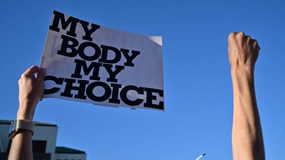 <div>Pro-abortion rights demonstrators rally in Scottsdale, Arizona on April 15, 2024. The top court in Arizona on April 9, 2024, ruled a 160-year-old near total ban on abortion is enforceable, thrusting the issue to the top of the agenda in a key US presidential election swing state.</div> <strong>(Photo by FREDERIC J. BROWN/AFP via Getty Images)</strong>