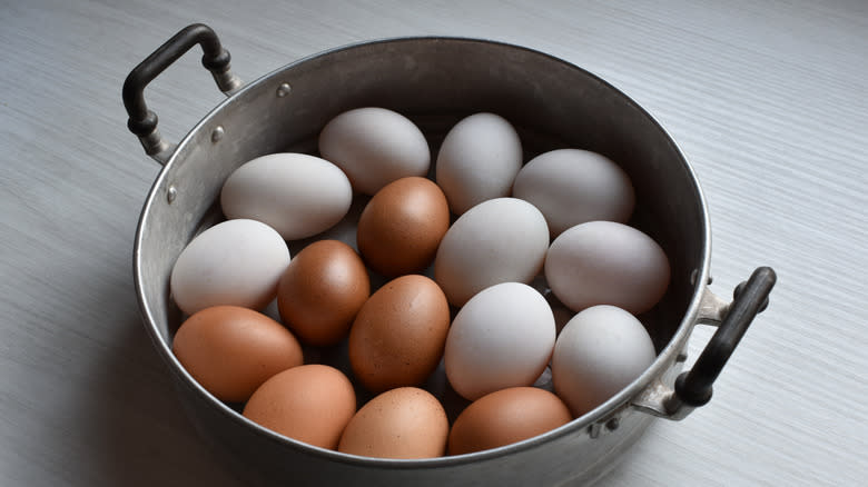 Eggs in steamer basket
