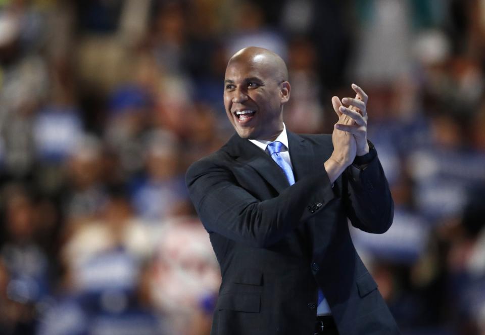 Sen. Cory Booker, D-N.J., takes the stage during the first day of the Democratic National Convention in Philadelphia, July 25, 2016. (Photo: Paul Sancya/AP)