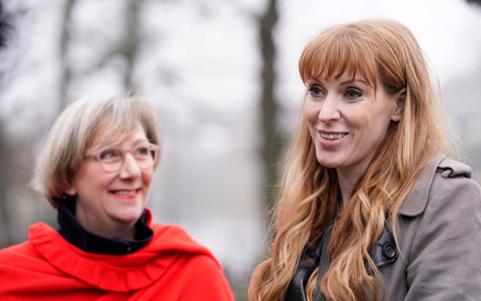 Labour deputy leader Angela Rayner is pictured meeting newly elected Labour MP Samantha Dixon in Chester this morning - Danny Lawson/PA