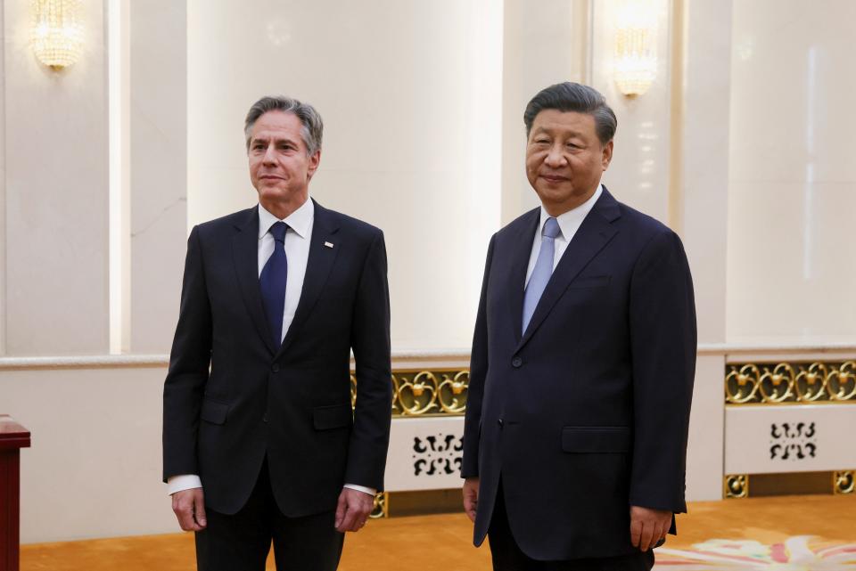 U.S. Secretary of State Antony Blinken meets with Chinese President Xi Jinping in the Great Hall of the People in Beijing, China, Monday, June 19, 2023.