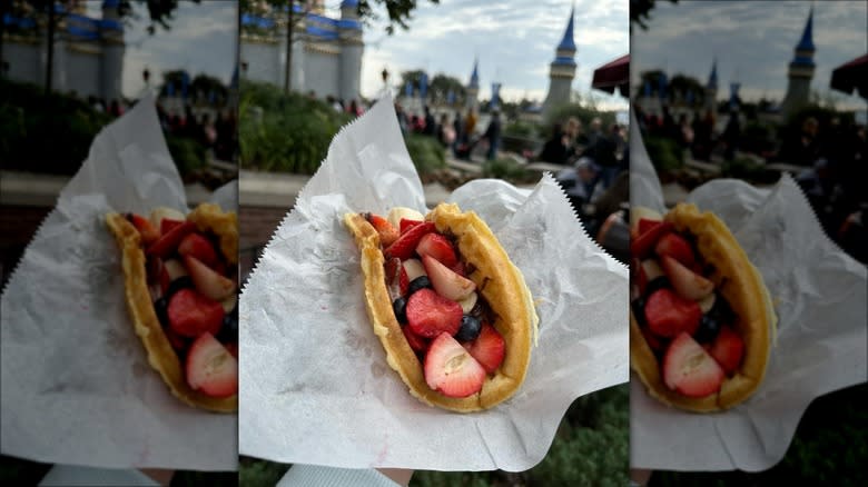 Waffle filled with berries