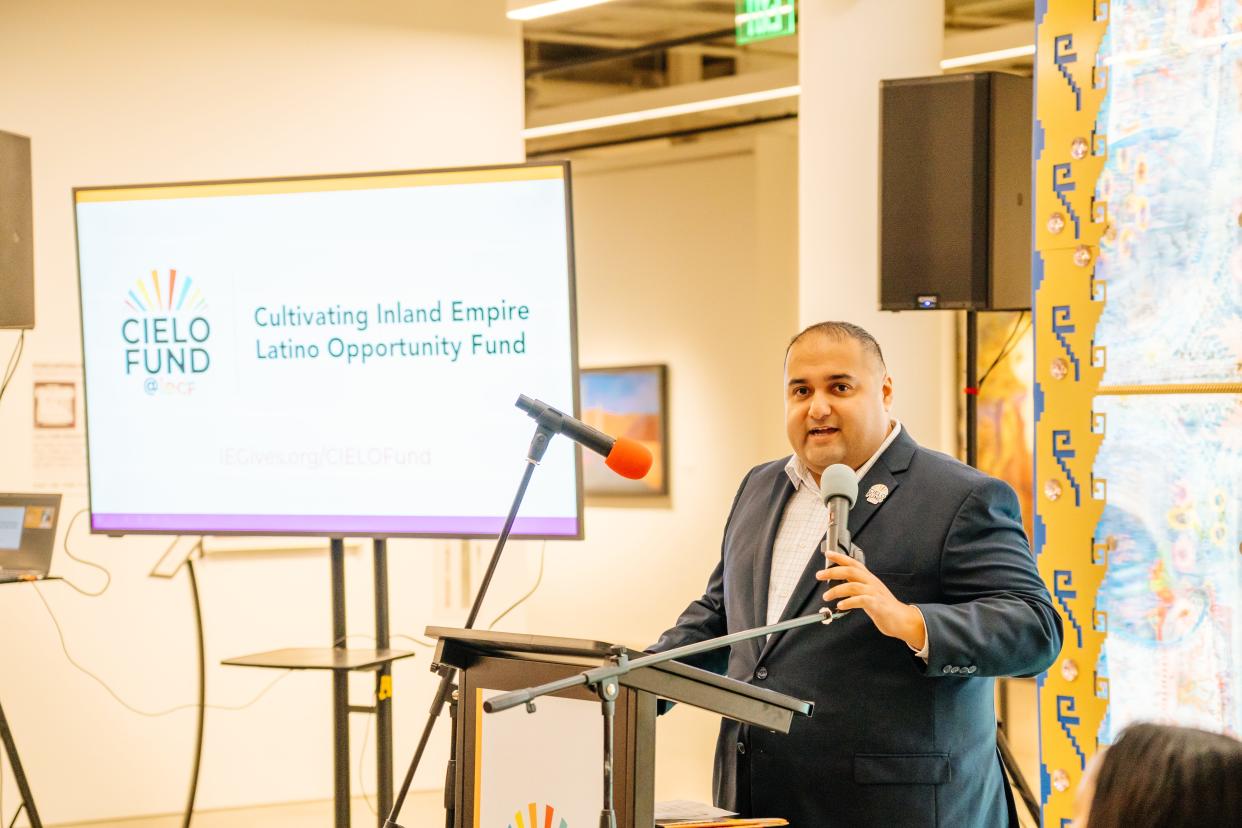 Jesse Melgar, CIELO Fund chair and IECF board member, speaks at the CIELO Fund Launch party.