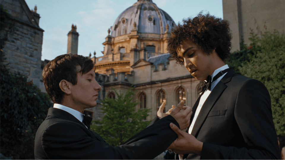 "Saltburn," which stars Barry Keoghan, left, and Archie Madekwe, is the opening night film at the 30th annual Austin Film Festival.