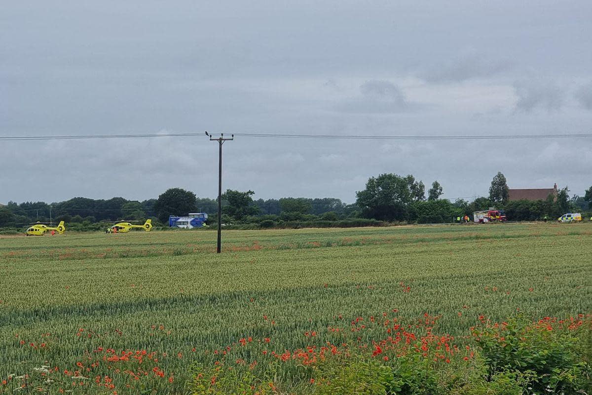 Air ambulances on the scene near Rufforth today <i>(Image: Jon Noble)</i>