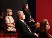 Daughter of US Vice President Mike Pence, Charlotte Pence Bond, and her mother Karen Pence (C rear) attends the vice presidential debate in Kingsbury Hall at the University of Utah on October 7, 2020, in Salt Lake City, Utah. (Photo by Robyn Beck / AFP) (Photo by ROBYN BECK/AFP via Getty Images)