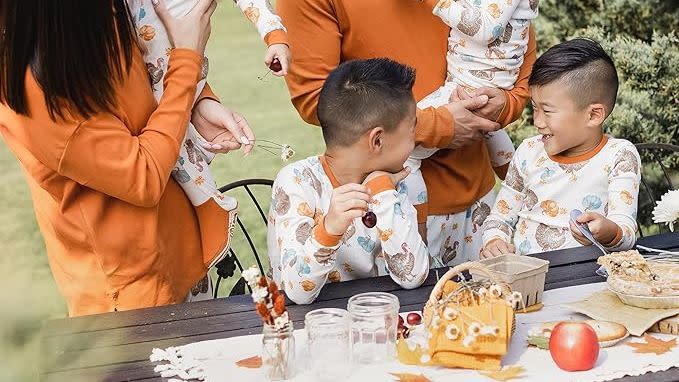 a family gathered around a table