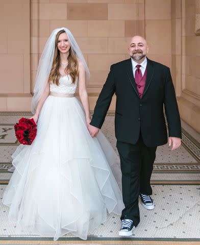 Amy and Stuart Photography via Martha Stewart Weddings Duff and Johnna said “I do” at the Natural History Museum in L.A. on Jan. 19, 2019.