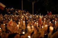 People protest against the Supreme Court legislation in Lodz, Poland, July 20, 2017. Agencja Gazeta/Tomek Ogrodowczyk/via REUTERS