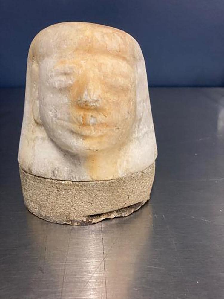 This photo provided by U.S. Customs and Border Protection shows an ancient Egyptian artifact. (U.S. Customs and Border Protection via AP)