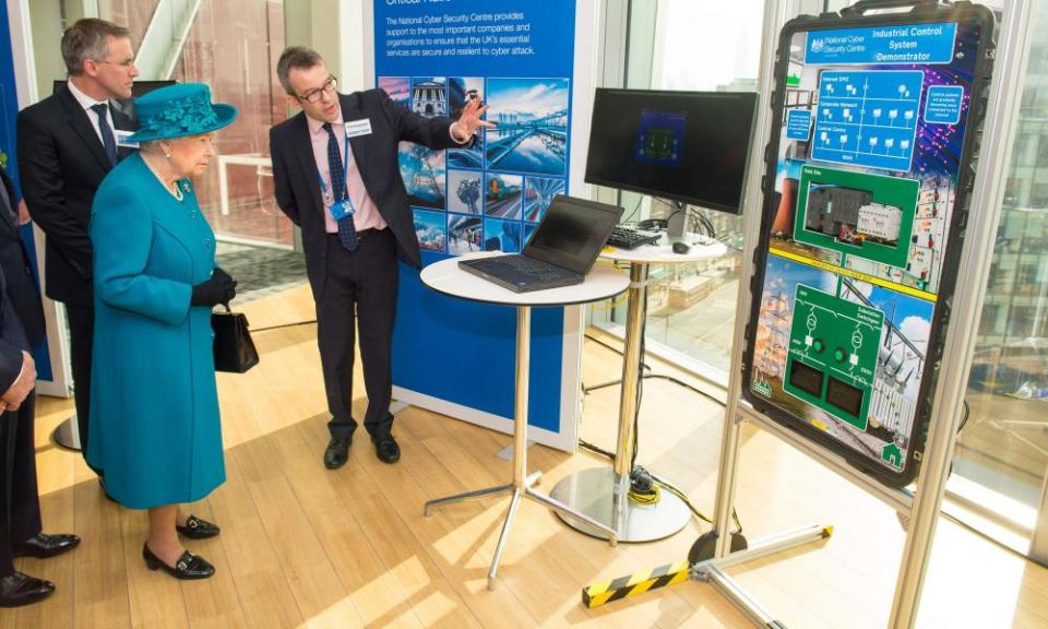 The Queen at the opening of the National Cyber Security Centre in London.