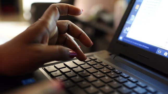 woman using a laptop