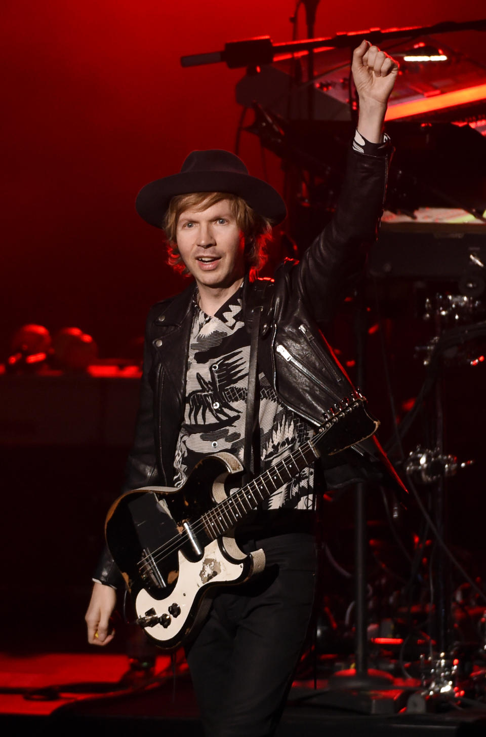 Singer-songwriter Beck greets the audience at his concert at the John Anson Ford Amphitheatre on Wednesday, Oct. 18, 2017, in Los Angeles. Beck’s latest album “Colors” was released on Oct. 13. (Photo: Chris Pizzello/Invision/AP)