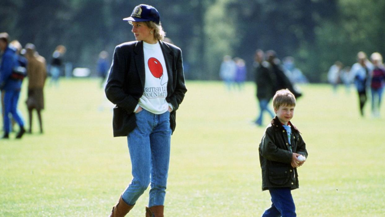 prince william with his mother diana, princess of wales at g