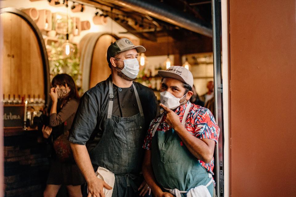 Cultura executive chef Eric Morris with chef Luis Martinez. The two partnered on a special dining experience that launched in September called Cultivated Community Dinner Series.