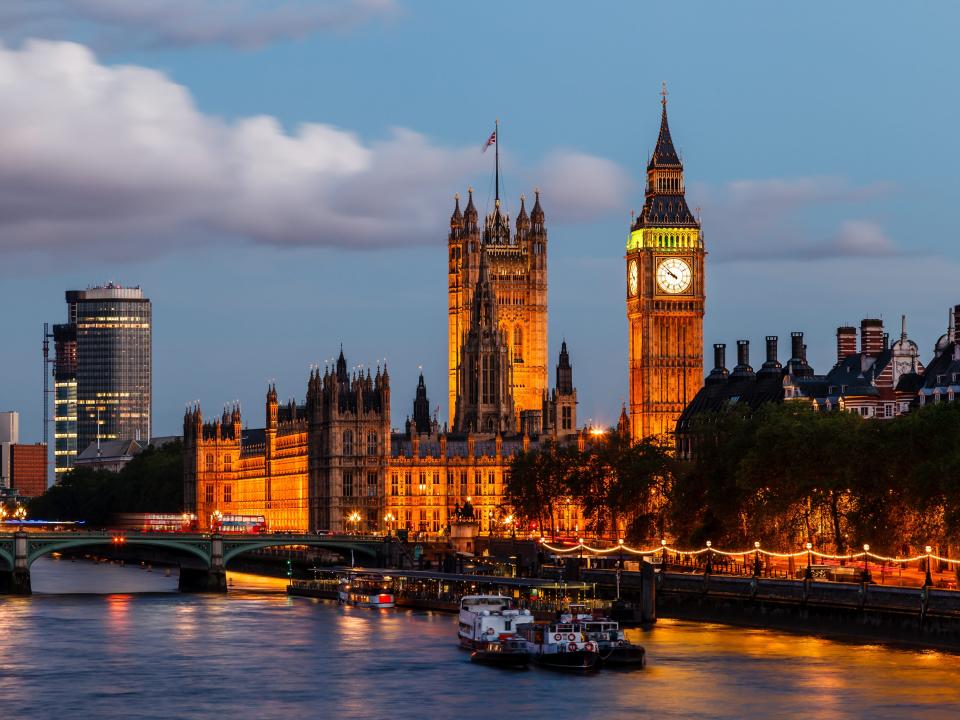 Big Ben and Westminster Bridge in the Evening, London, United Kingdom