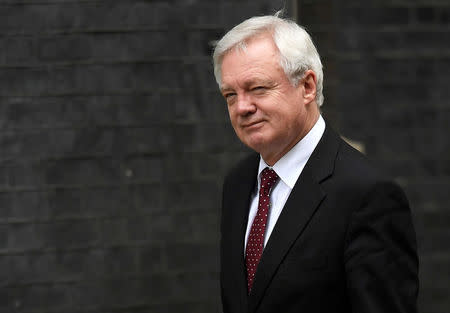 FILE PHOTO - David Davis, Britain's Secretary of State for Exiting the European Union, arrives for a cabinet meeting at 10 Downing Street in London, September 21, 2017. REUTERS/Toby Melville