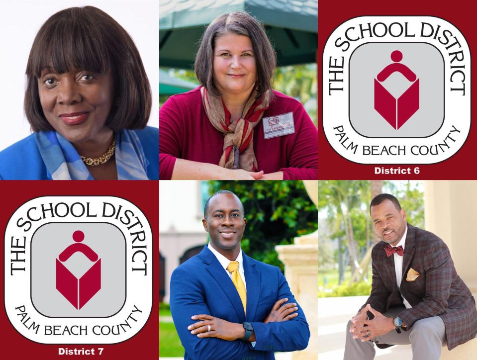 School Board candidates in the 2022 General Election. District 6, top from left, Marcia Andrews and Jennifer Showalter. District 7, bottom from left, Edwin Ferguson and Corey Michael Smith.