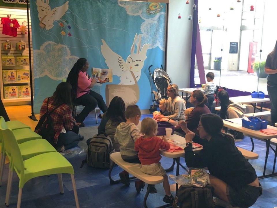 Children participated in art activities related to the book “Crayola: Ellie’s Crayon Adventure.” (Crayola Experience Orlando)