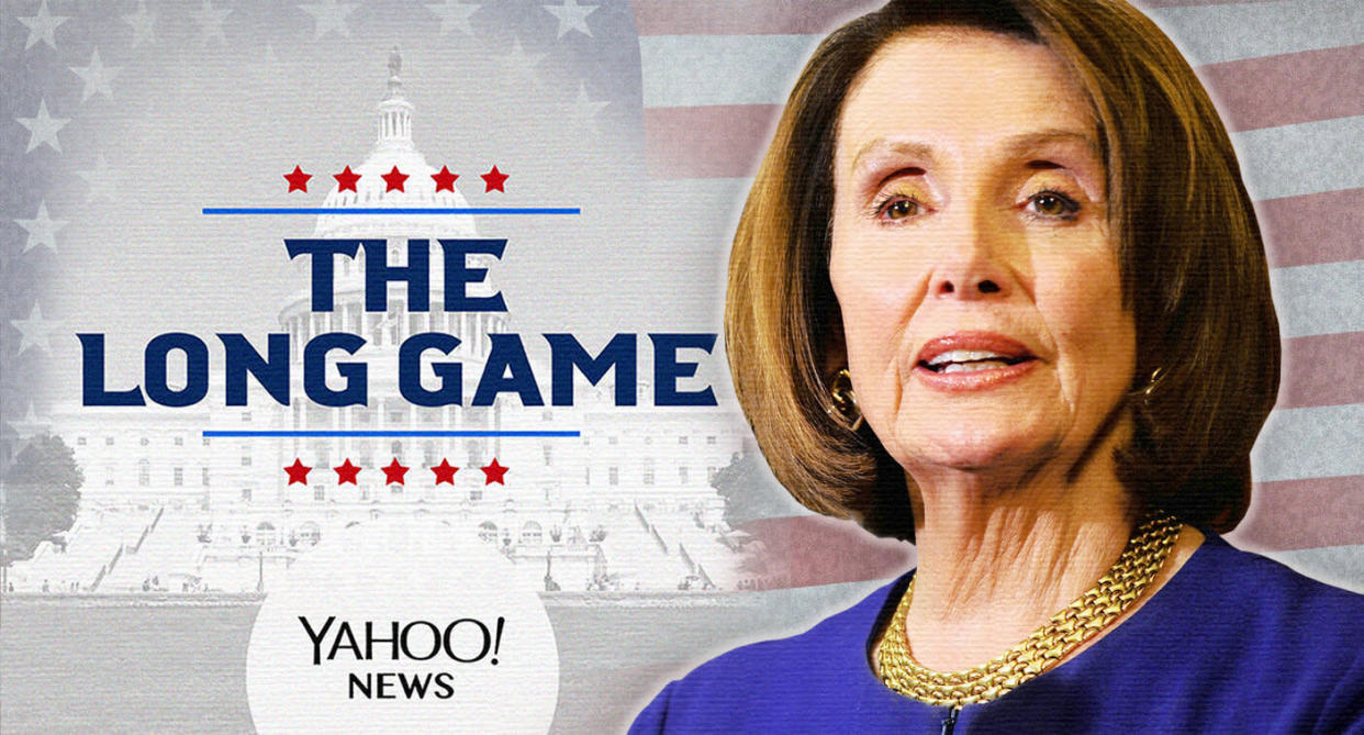 House Speaker Nancy Pelosi. (Photo illustration: Yahoo News; photo: Mary F. Calvert/Reuters)
