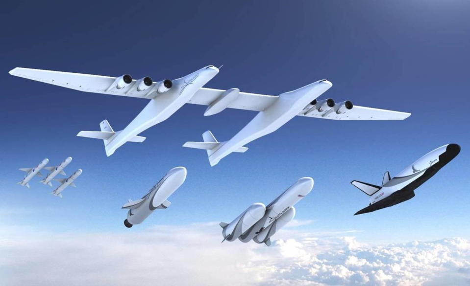 Stratolaunch, the commercial space company led by Microsoft co-founder Paul Allen, has unveiled a set of rocket-powered launch vehicles that will one day travel with the world’s largest airplane to send satellites into space.