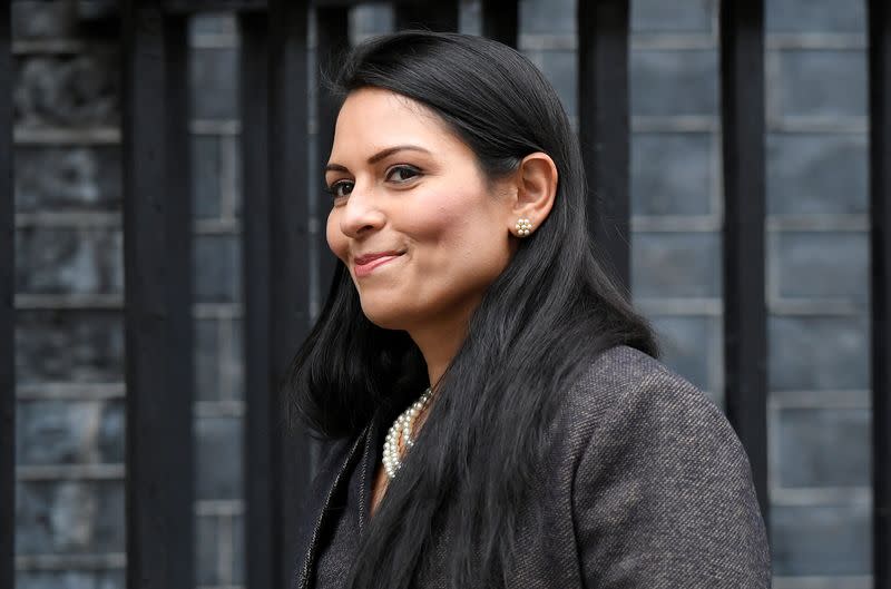 Priti Patel arrives at Downing Street in London