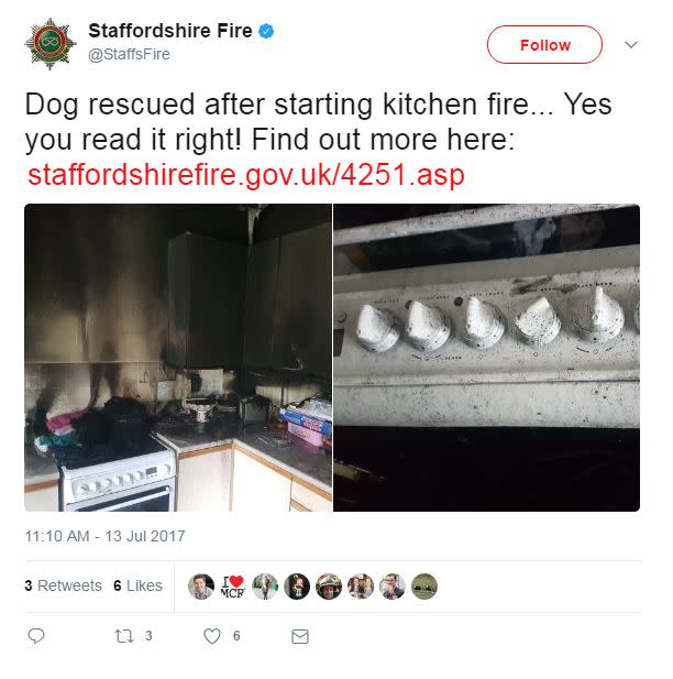 Staffordshire Fire Service tweeted about the bizarre incident (Twitter/@StaffsFire)