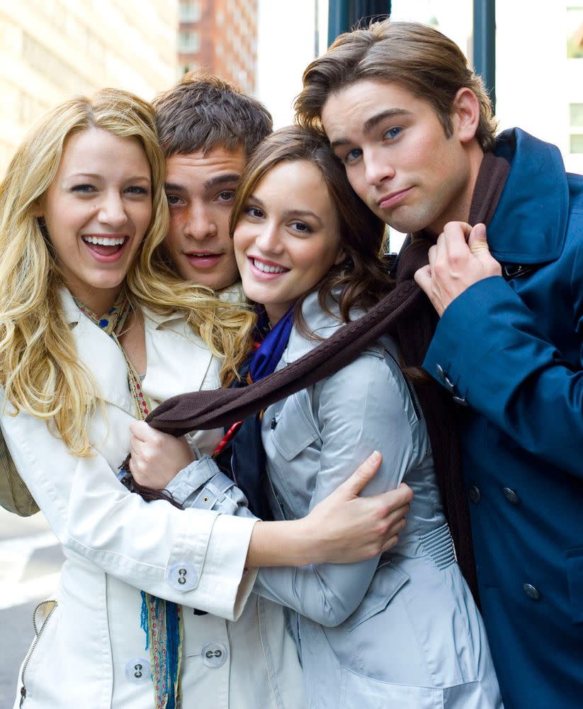 Blake Lively, Ed Westwick, Leighton Meester and Chace Crawford | K.C. Bailey/AP Photo/The CW