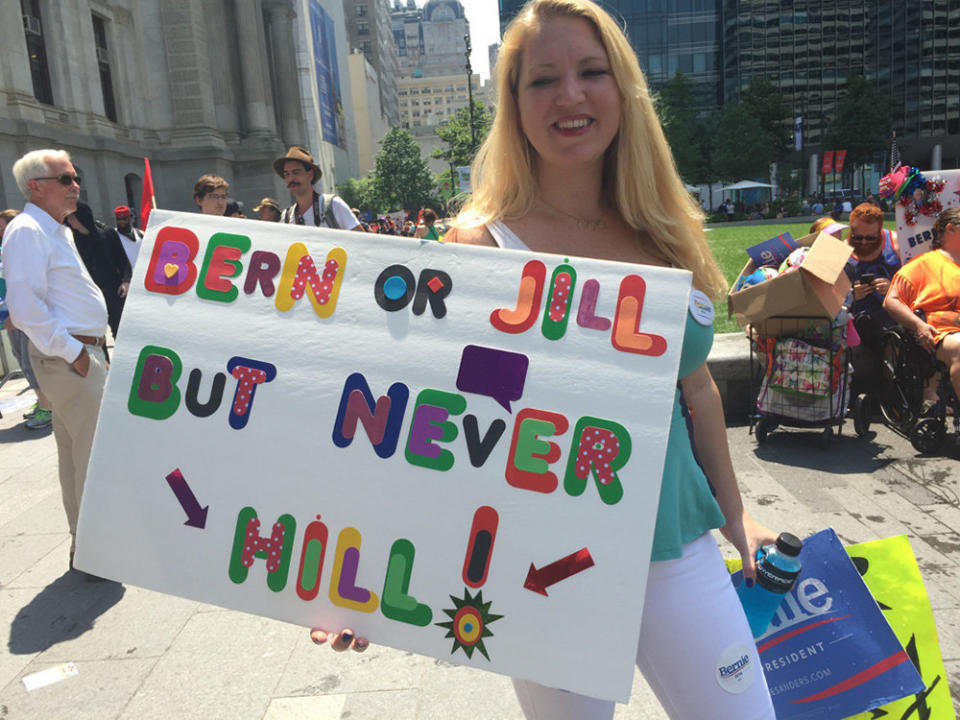 Protesters outside the Democratic National Convention.