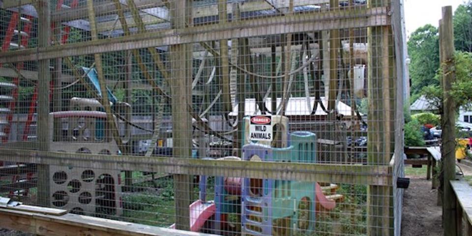 An animal enclosure at Union Ridge Wildlife Center, Vinton Township, Ohio.