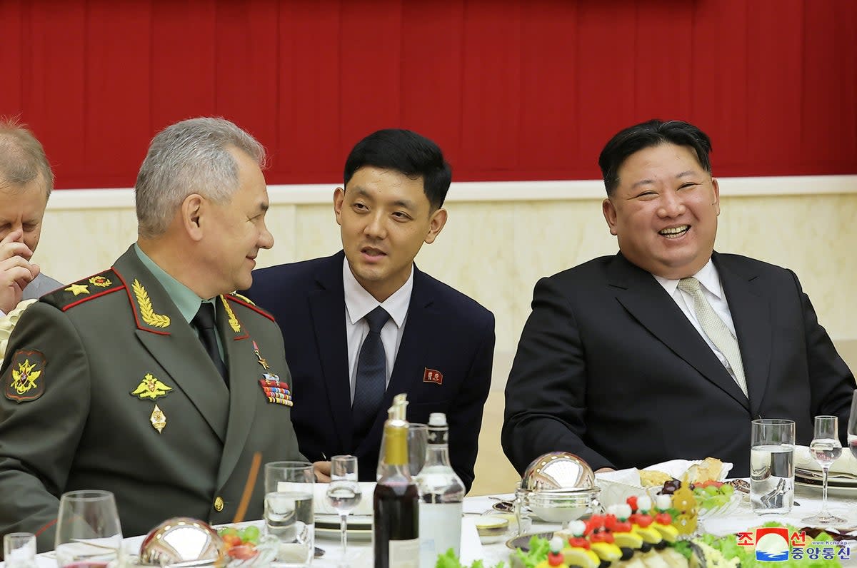 Russia’s defence minister Sergei Shoigu attends a reception for the Russian military delegation hosted by North Korean leader Kim Jong-un as part of the 70th anniversary celebration of the Korean War armistice in Pyongyang (via REUTERS)