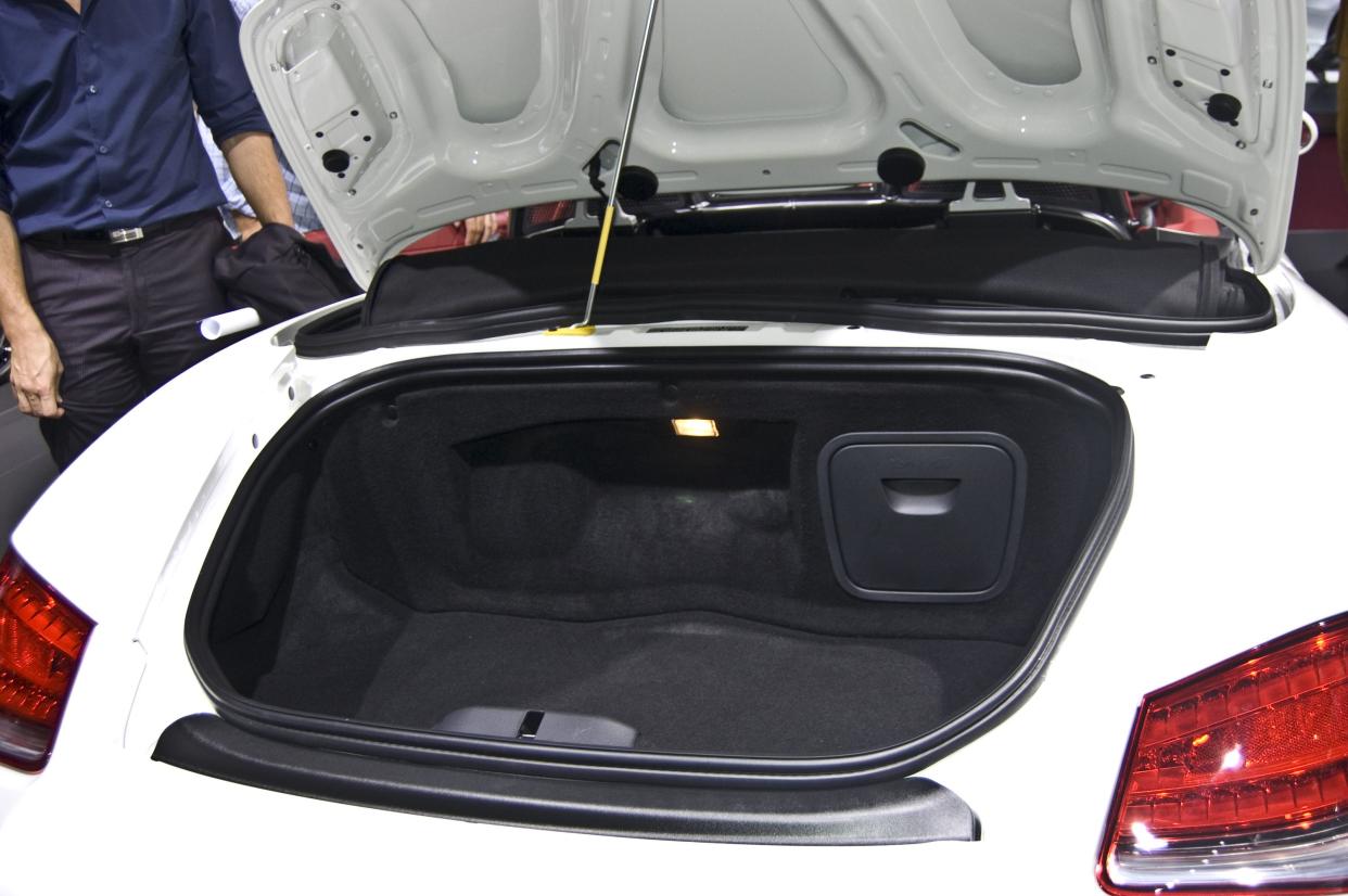 Open trunk of a 2010 Porsche Boxster Spyder