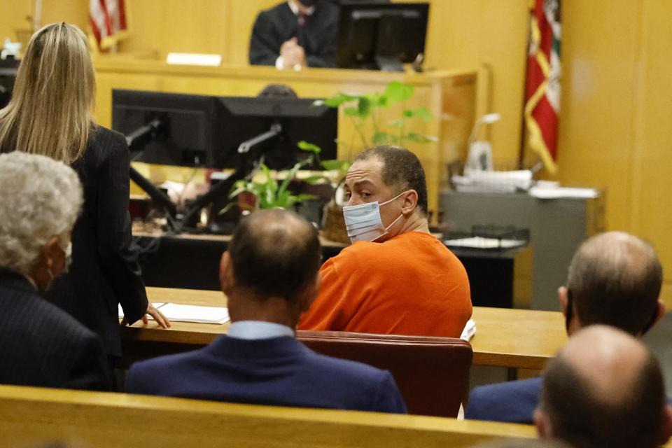 SAN FRANCISCO, CALIFORNIA - MAY 18: Attorney Paula Canny, left, and Nima Momeni, right, in court at the Hall of Justice on May 18, 2023 in San Francisco, California. 38 year-old tech entrepreneur Nima Momeni was arraigned today in a San Francisco courtroom in connection with the stabbing murder of Cash App founder Bob Lee. Momeni pleaded not guilty to a murder charge. (Photo by Paul Kuroda-Pool/Getty Images)