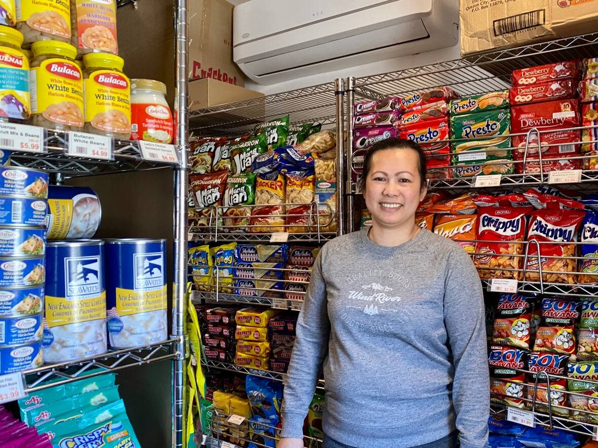 Ruby Lubigan opened her grocery store in Bloomfield called Sari Sari Retail in 2018. (Thinh Nguyen/CBC - image credit)