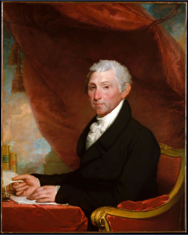 On December 2, 1823, during his annual address to the U.S. Congress, President James Monroe, pictured here in ca. 1820-22, proclaimed a new U.S. foreign policy initiative that became known as the "Monroe Doctrine." Image by Gilbert Stuart/Metropolitan Museum of Art/Wikimedia