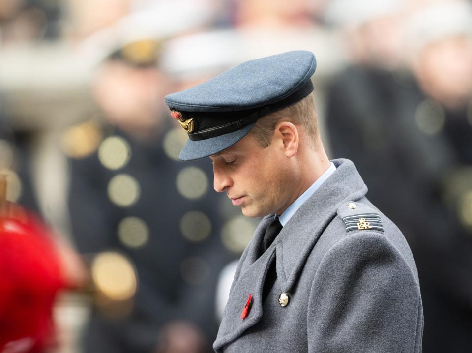 Prince William, Prince of Wales during the National Service Of Remembrance at The Cenotaph on November 13, 2022 in London, England.