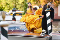 <p>Bianca Balti arrived at the festival on Sept. 1 — with some help, of course, for her stunning gown! </p>