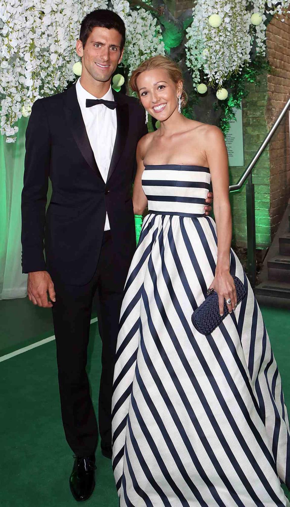 Novak Djokovic and Jelena Ristic attend the Novak Djokovic Foundation inaugural London gala dinner at The Roundhouse on July 8, 2013 in London, England