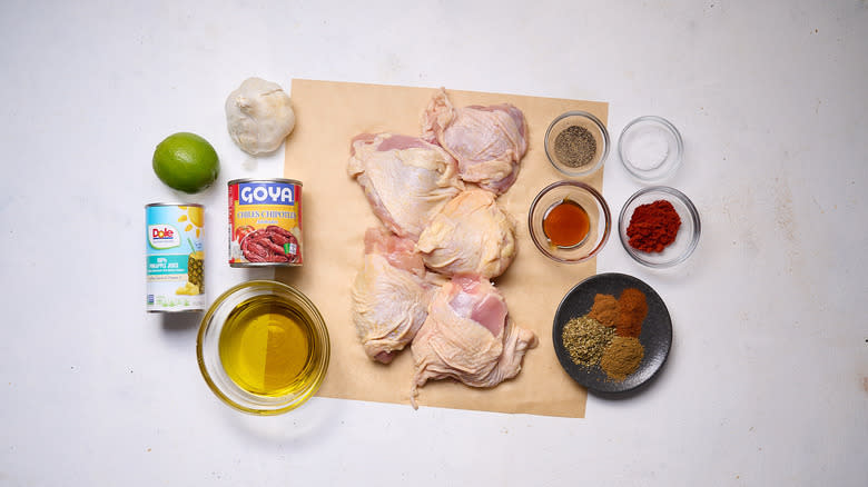 chicken al pastor ingredients on table