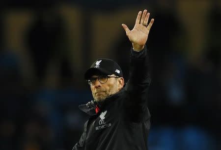 Britain Soccer Football - Manchester City v Liverpool - Premier League - Etihad Stadium - 19/3/17 Liverpool manager Juergen Klopp gestures to fans after the game Action Images via Reuters / Jason Cairnduff Livepic