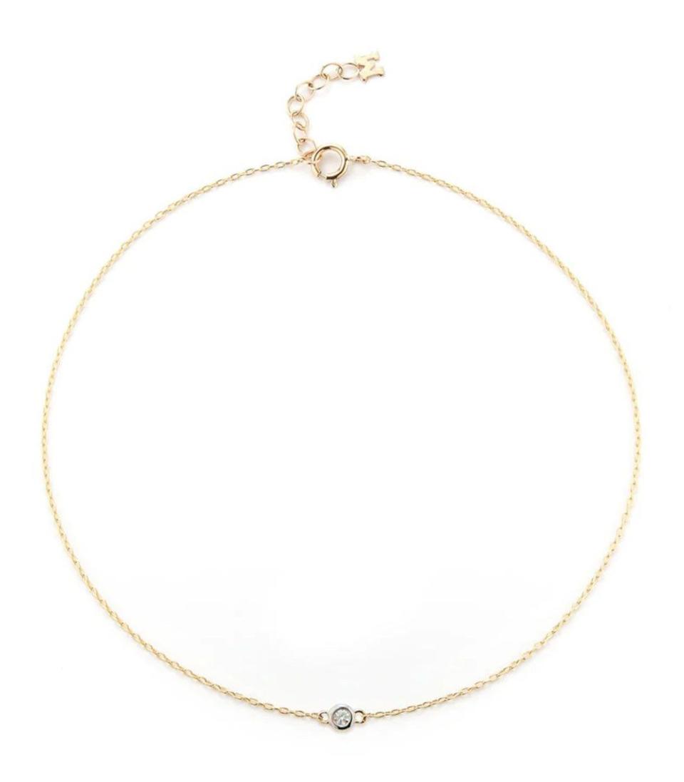 16) 14K Gold Single Diamond Bezel Chain Bracelet