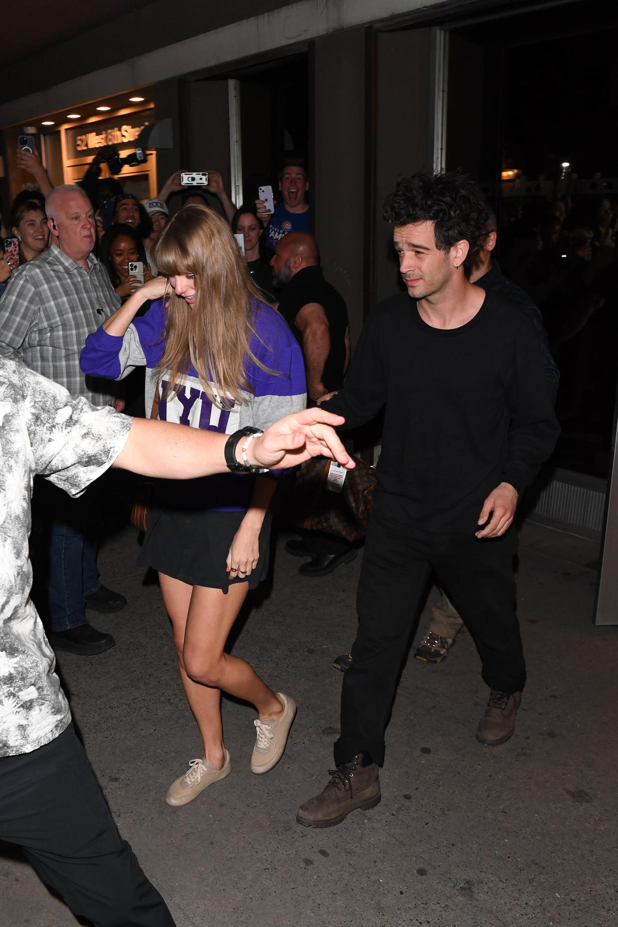 Taylor Swift and Matty Healy seen leaving 'The Electric Lady' studio in Manhattan on May 16, 2023 in New York City.  / Credit: Robert Kamau/GC Images