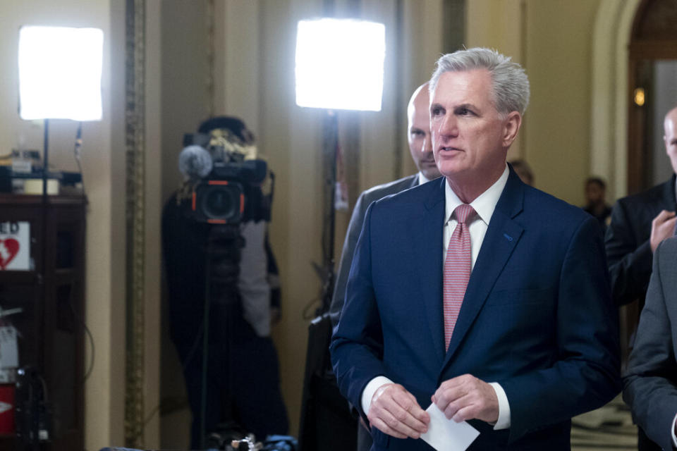 Speaker Kevin McCarthy of Calif., walks from the House floor on Capitol Hill, Tuesday, Jan. 10, 2023, in Washington. (AP Photo/Alex Brandon)