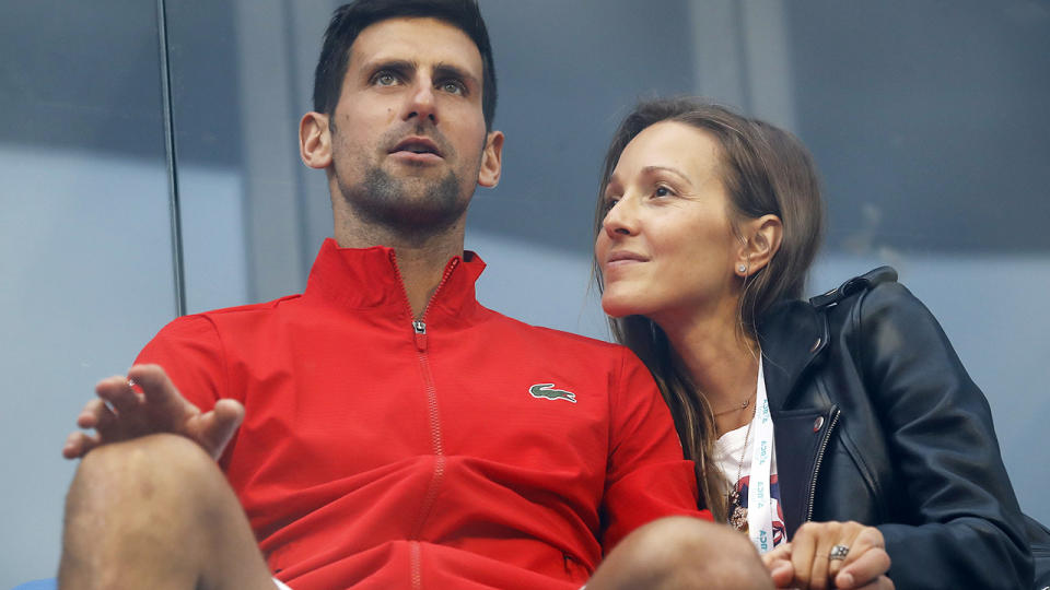 Novak Djokovic and wife Jelena, pictured here at the Adria Tour charity exhibition in Serbia.