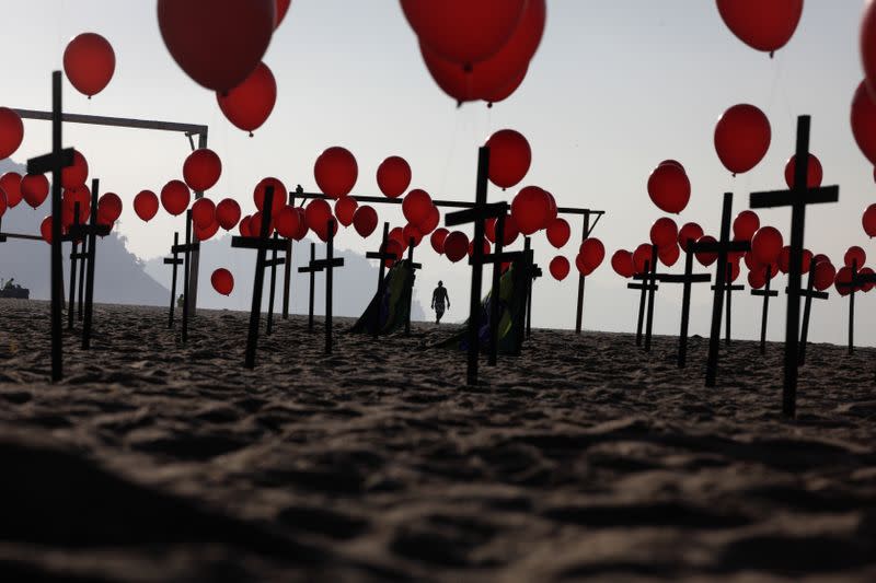 Tribute to the victims of the coronavirus disease (COVID-19) in Brazil, in Rio de Janeiro