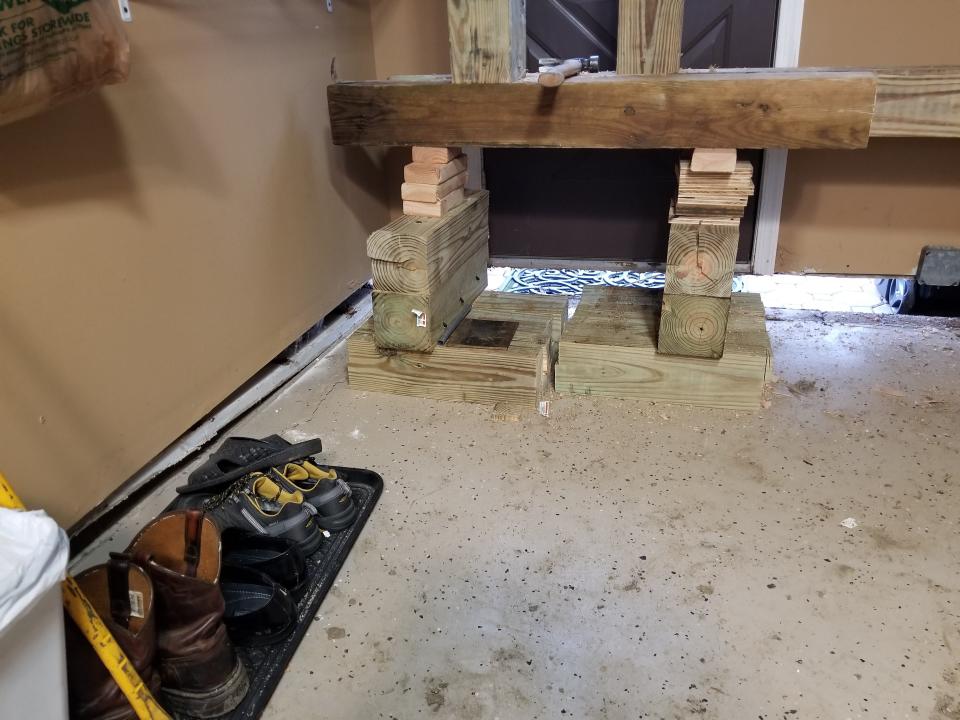 The misaligned foundation in Ben Webb's Union Beach home.