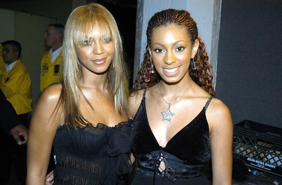 Closeup of Beyonce and Solange