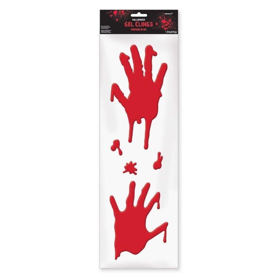 <p>Just don’t blame your friends if they don’t even come into your party after seeing these things on the windows.</p> <p><strong>Shop now:</strong> Amscan Halloween Bloody Hands Gel Clings, $16. <a rel="nofollow noopener" href="https://www.homedepot.com/p/Amscan-21-in-x-6-5-in-Halloween-Bloody-Hands-Gel-Clings-4-Pack-220191/303356377" target="_blank" data-ylk="slk:homedepot.com;elm:context_link;itc:0;sec:content-canvas" class="link ">homedepot.com</a></p>